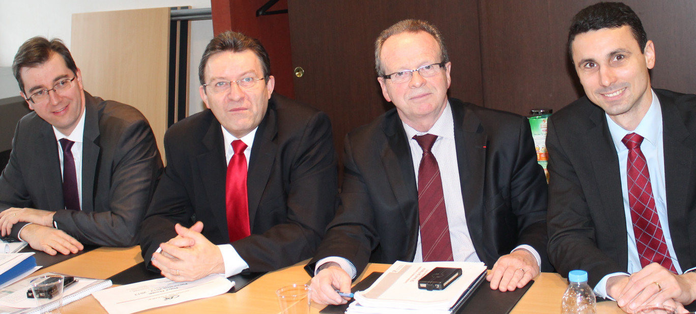 De gauche à droite, Frédéric Baraut, directeur général adjoint, François Macé, directeur général, Bernard Pacory, président, et Fabrice Payen, directeur financier.
