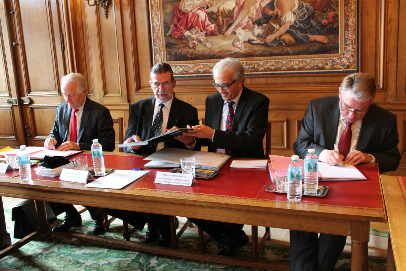 Jean-François Roubaud, président national CGPME, Bernard Capron, président AGEFA PME, Abdelak Kabila, vice-président Université de Valenciennes et Jean-Michel Pottier, président de l’AGEFOS PME.