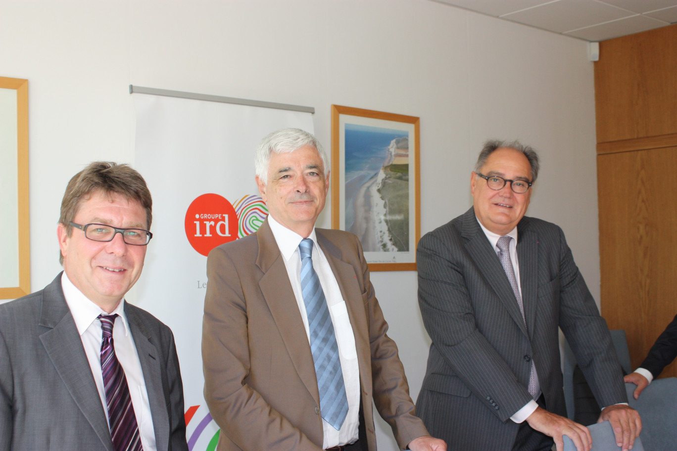 Thierry Dujardin, directeur général adjoint, Luc Doublet, président, et Marc Verly, directeur général.   