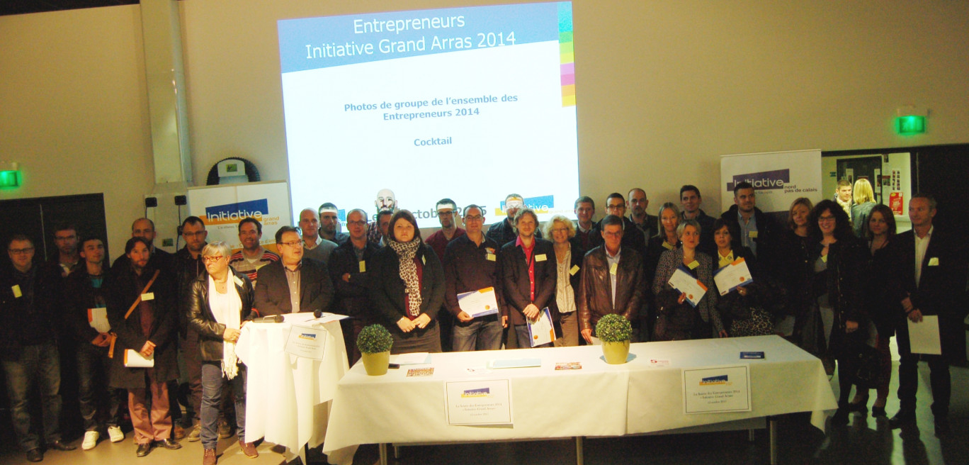 Les lauréats 2014 d’Initiative Grand Arras avec les responsables d’Initiative Grand Arras.