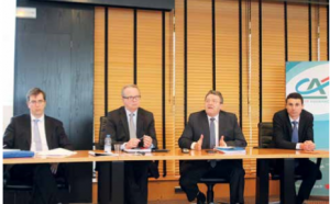 De gauche à droite, Frédéric Baraut, directeur général adjoint, Bernard Pacory, président, François Macé, directeur général, et Francis Payen, directeur financier. D.R.