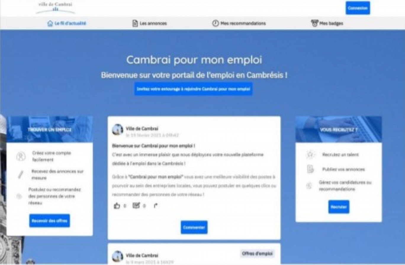 La ville de Cambrai lance sa plateforme «Cambrai pour mon emploi»