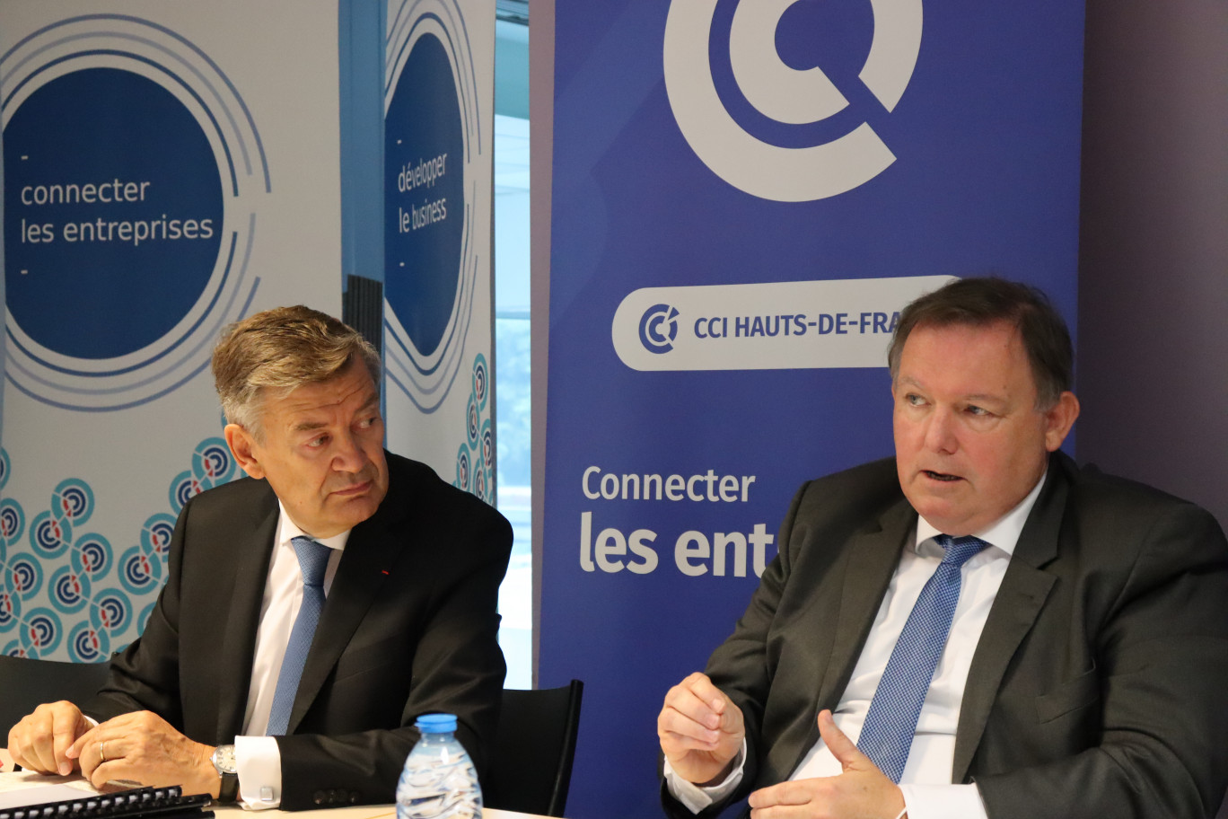 Philippe Hourdain, président de la CCI Hauts-de-France, et François Lavallée, vice-président, ont fait le bilan sur la mandature 2017-2021 de la CCI de la région. © Aletheia Press/E. Chombart