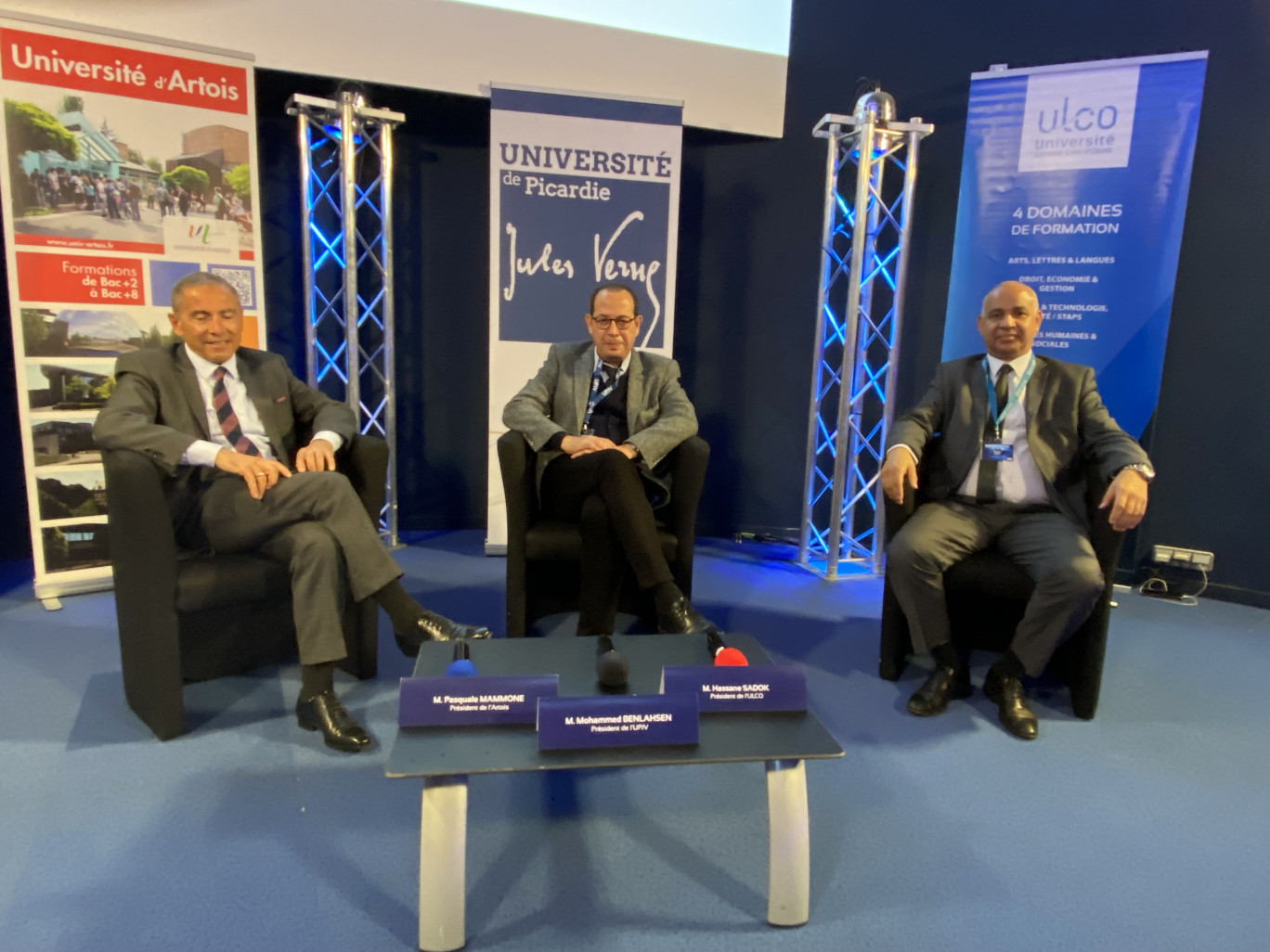 Trois présidents pour répondre aux défis de demain : (de gauche à droite) Pasquale Mammone, Mohammed Benlahsen, Hassane Sadock.  © Aletheia Press/Olivier Prud’homme