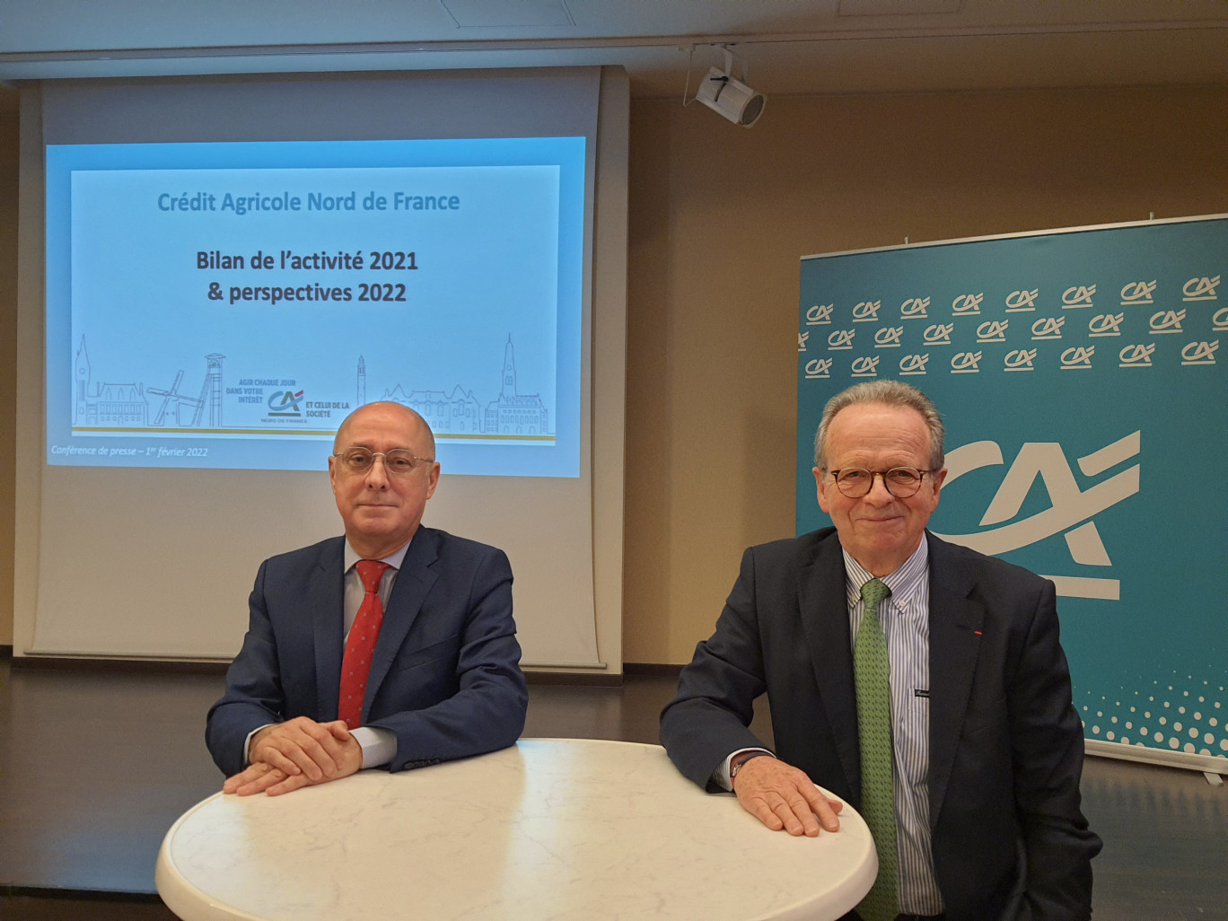 Christian Valette et Bernard Pacory, respectivement directeur général et président du Crédit agricole Nord de France, ont dressé un bilan "excellent" de l'exercice 2021.
