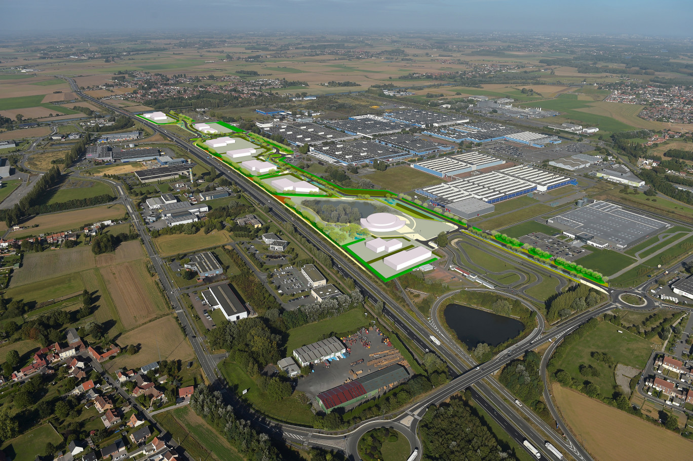 Vue aérienne du «futur» parc des industries Artois-Flandres.