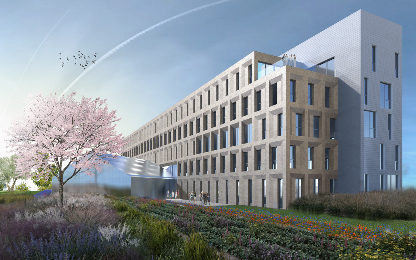 Opérationnel en avril 2023, le futur siège social de Maisons & Cités à Douai accueillera 300 collaborateurs. © De Alzua
