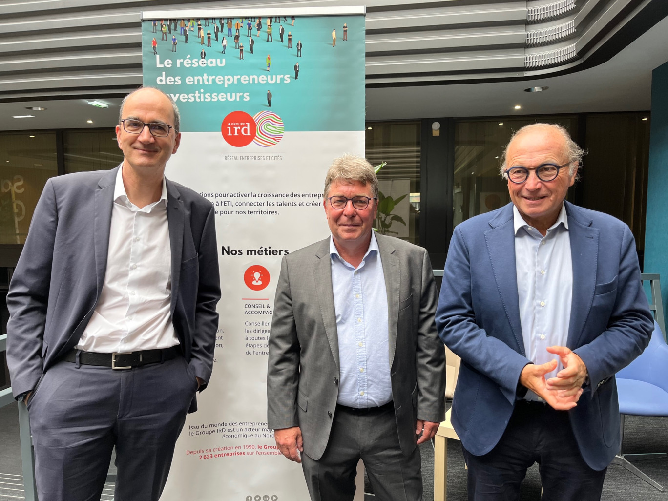 Paul Damestoy, directeur général adjoint de l'IRD, Thierry Dujardin, directeur général, et Jean-Pierre Letartre, président.