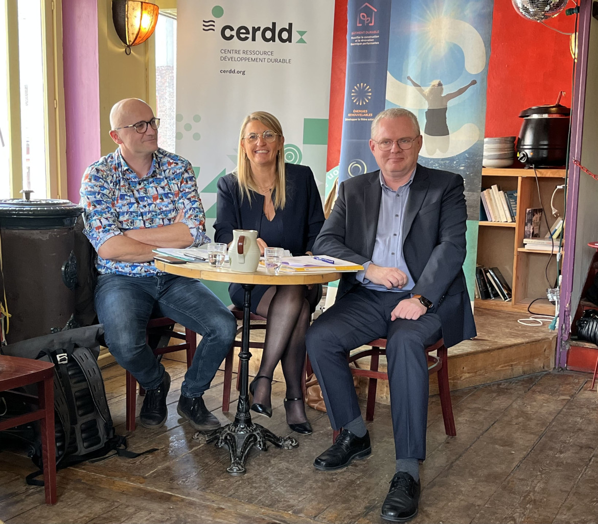 Emmanuel Bertin, directeur du CERDD, Frédérique Seels, directrice du CD2E et Jean-Christophe Caroulle, co-animateur du réseau APuRe et chef de service au sein de la direction de la commande publique mutualisée.