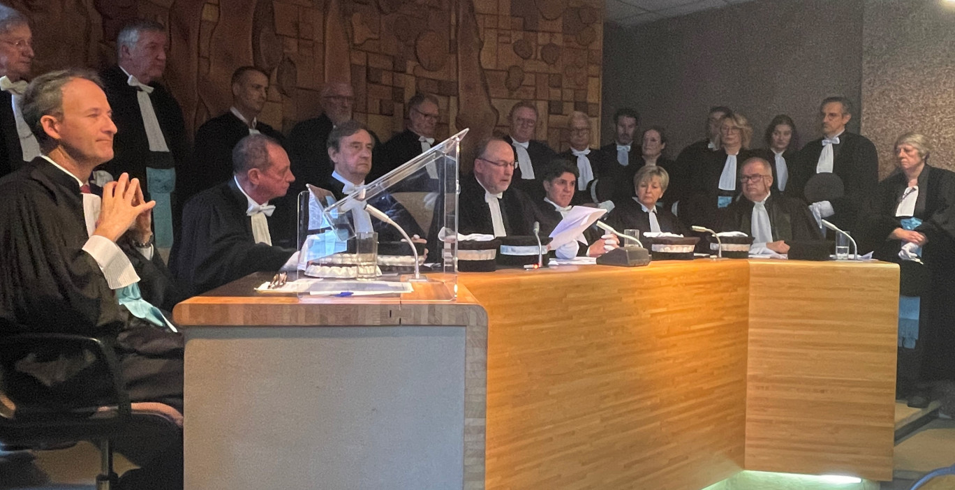 Lors de l’intervention de Jean-Luc Carbonnier, président du Tribunal de commerce d’Arras, en présence de Sylvain Barbier Sainte Marie, procureur de la République.
