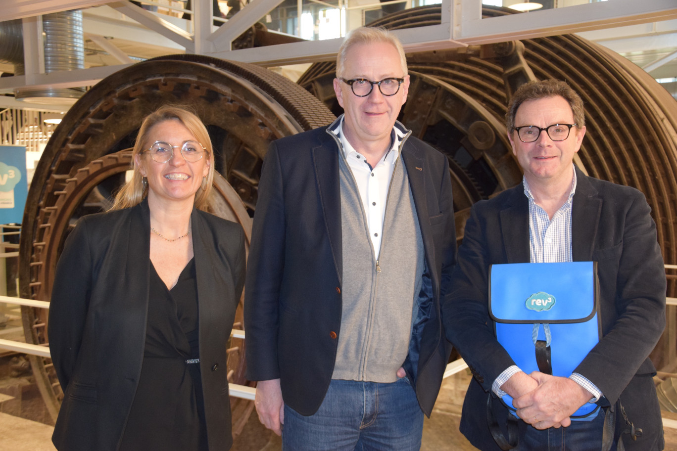 Frédérique Seels, directrice générale du CD2E, Benoit Loison, président du CD2E, et Frédéric Motte, Conseiller régional et président de la Mission rev3.