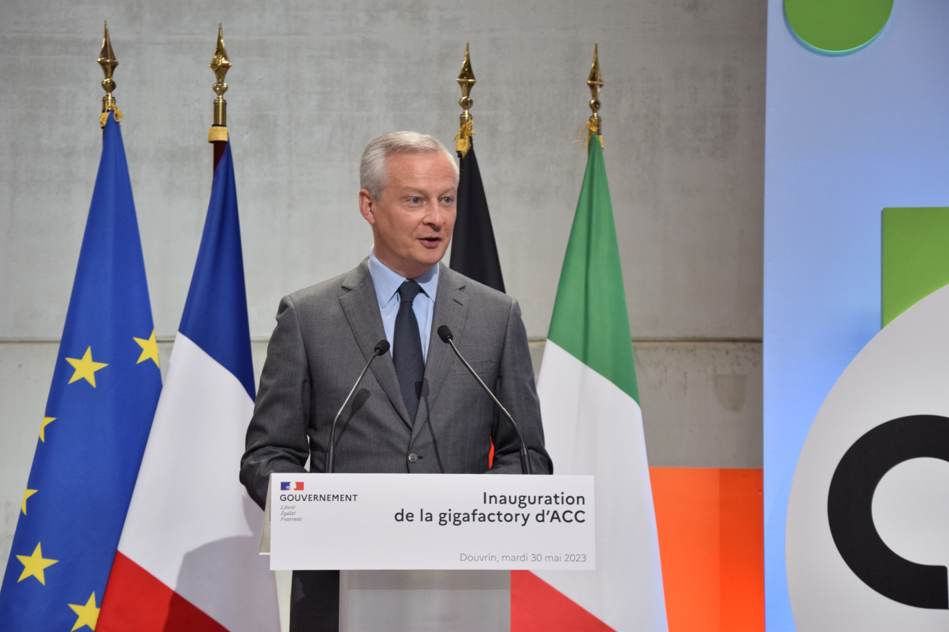 Bruno Le Maire, ministre de l'Économie et des Finances, était présent dans les Hauts-de-France pour l’inauguration de la première gigafactory d’ACC à Billy-Berclau/Douvrin.