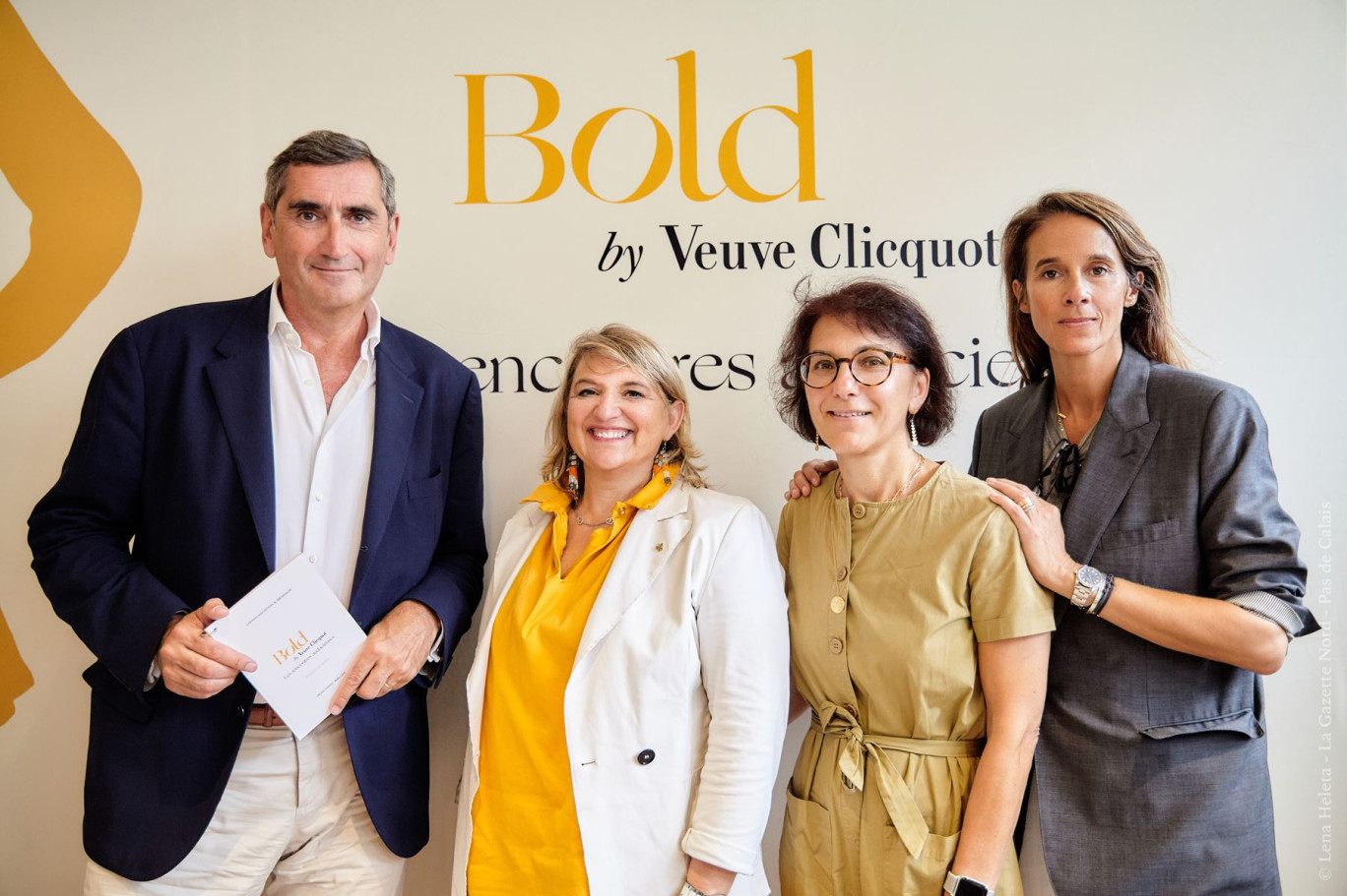 De gauche à droite : Jean-Marc Gallot, PDG de Veuve Clicquot, Aurélie Vermesse, présidente de la CCI Grand Lille, Nathalie Balla, PDG de La Redoute et Carole Bildé, directrice de communication chez Veuve Clicquot. © Lena Heleta