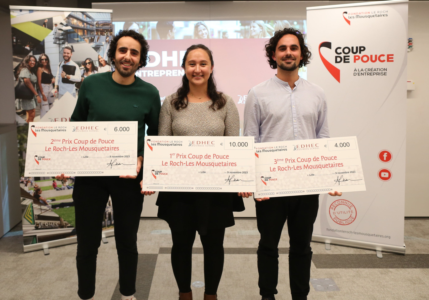 EDHEC Lille : la Fondation Le Roch-Les Mousquetaires récompense 3 lauréats