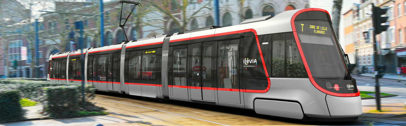 D’une longueur de 32,40 mètres et d’une largeur de 2,40 mètres, les nouveaux tramways sont dotés de 4 portes doubles par face, afin de faciliter la montée et la descente des voyageurs. © Alstom SA