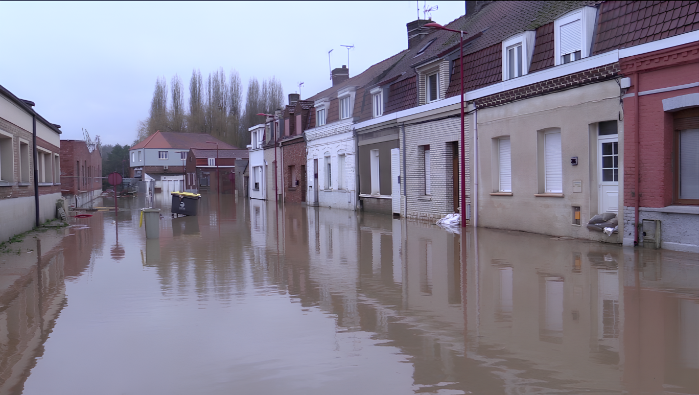 Dans le Pas-de-Calais, les dégâts sont conséquents, l’eau peine à se retirer. © Aletheia Press/L.Péron