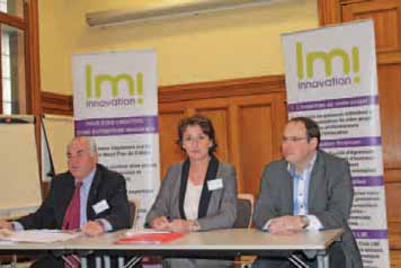 De gauche à droite, Jean-François Bell, président, Dominique Rybicki, directrice de LMI, et Ludovic Aernouts, président du club LMI.