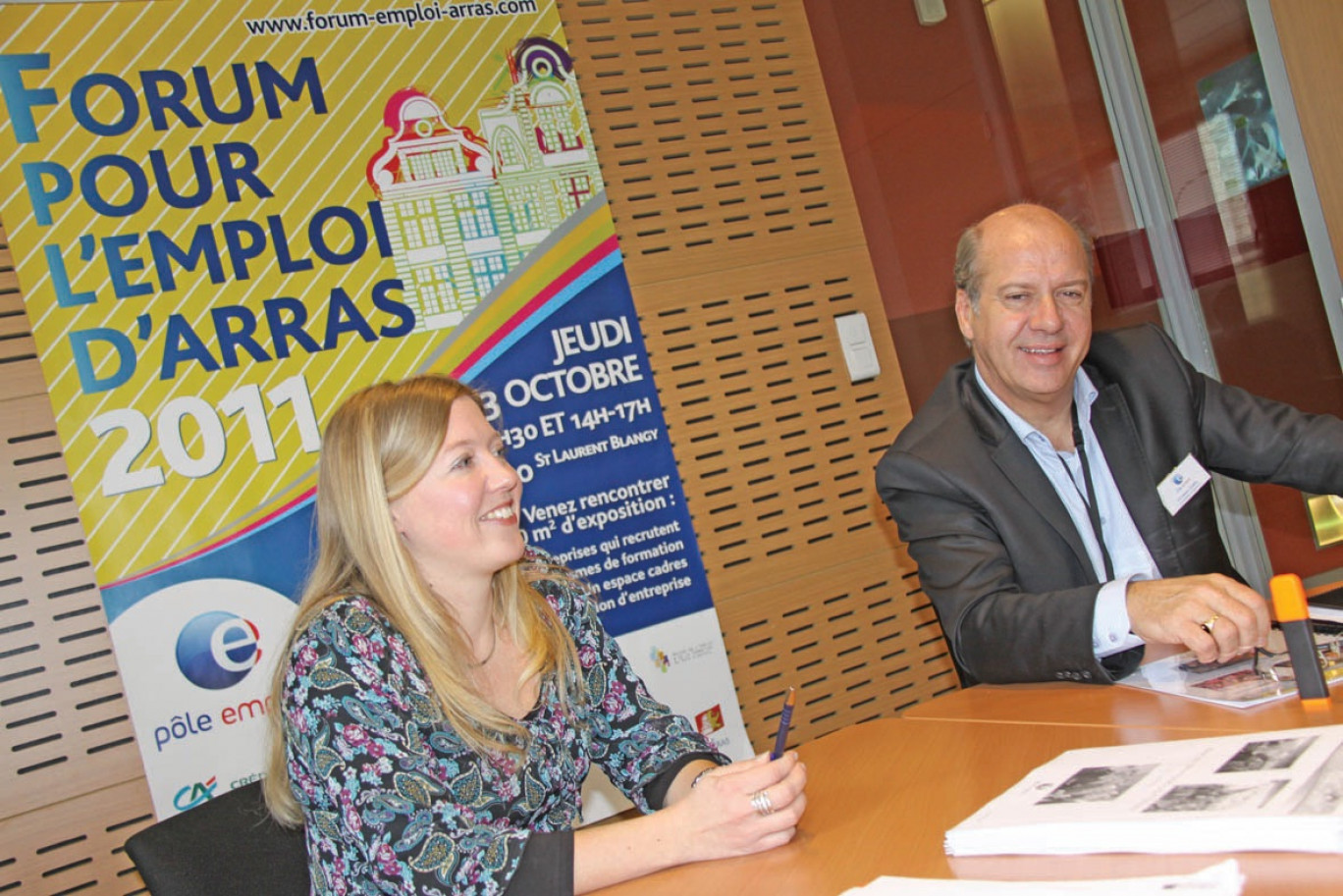 Christian Canel, directeur de Pôle emploi d’Arras-Rivage, et Gaëlle Marquilly, coordinatrice du forum, ont annoncé la date du prochain forum pour l’emploi : le jeudi 18 octobre à Artois Expo.