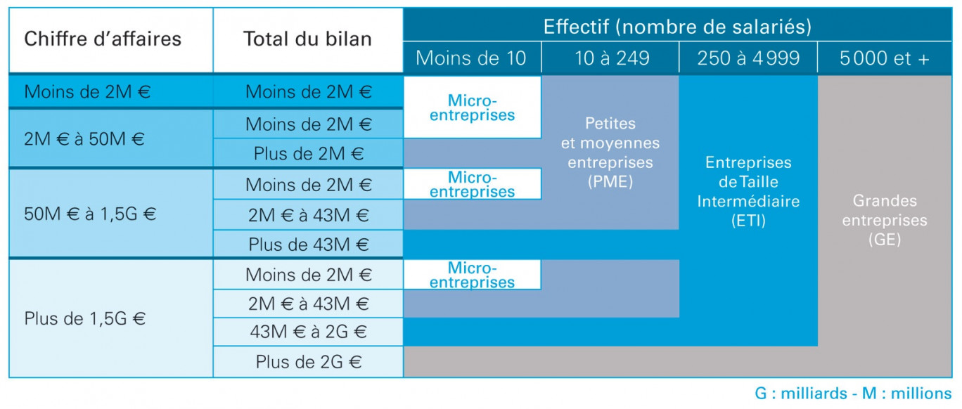 Critères de définition d’une ETI selon la loi sur la modernisation de l’économie.