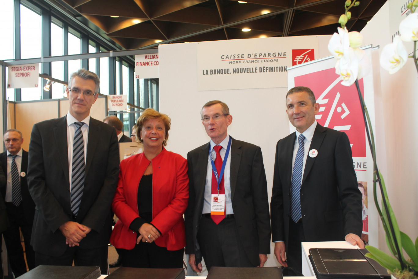 Lors de la signature de la convention avec, de gauche à droite, Alain Denizot, Agnès Bricard, Bernard Bryselbout et Daniel Bricka.