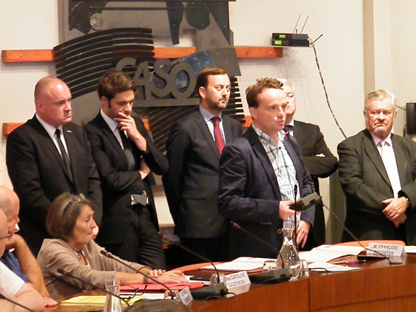 « Des salariés d'Arjowiggins au Conseil communautaire de l'agglomération audomaroise le 26 juin dernier à Longuenesse ».