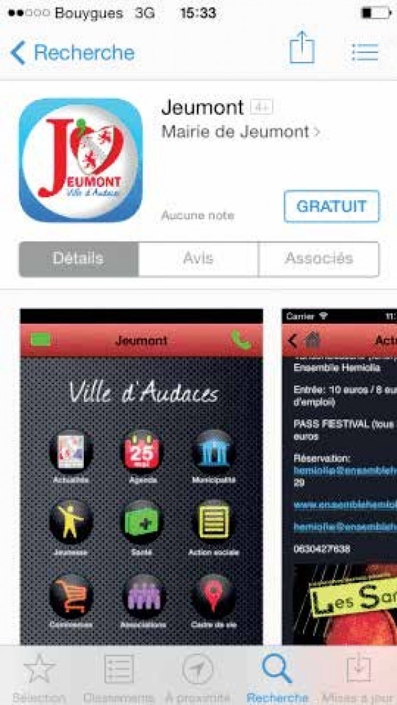 Une application pour mobile baptisée “ville de Jeumont”. 
