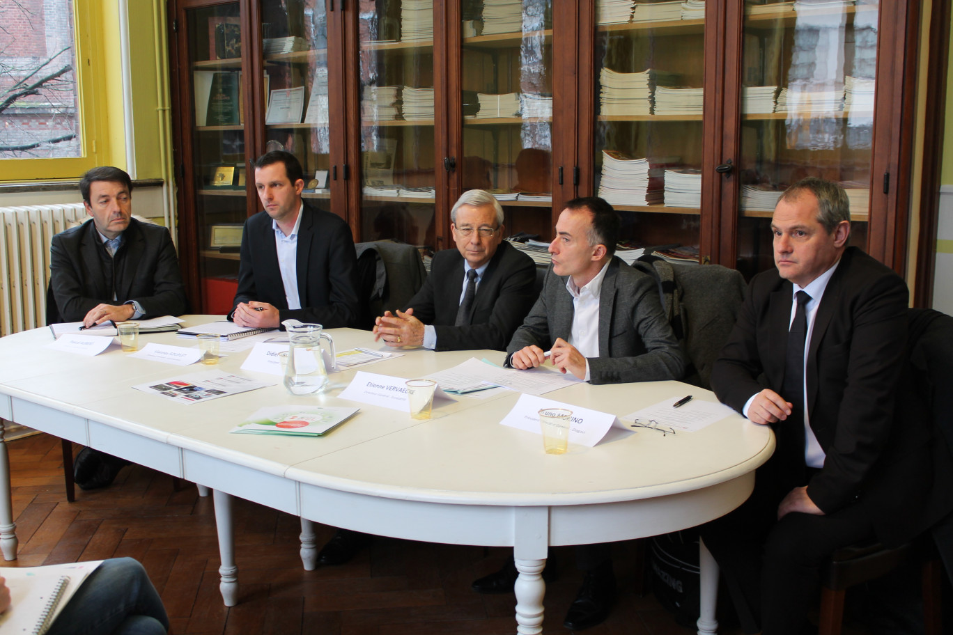 Pascal Aubert, Axens Conseil, Vianney Souplet, Innobiochips, Didier Delmotte, président Eurasanté, Etienne Vervaecke, directeur général Eurasanté et Bruno Morino, Diagast.