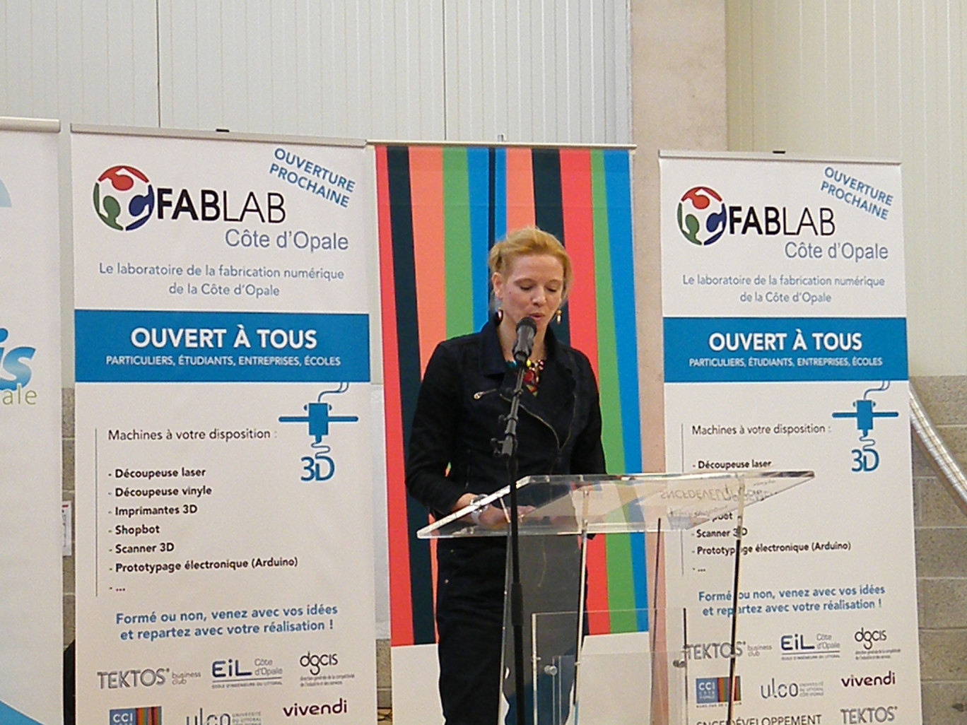 « Plus d'une centaine de personnes étaient réunis pour l'inauguration du Fab Lab. Ici, Claire Lefranc-Vanryssel, vice-présidente de la CCI Cote d'Opale ».