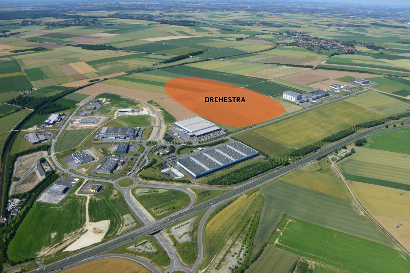 La plateforme logistique Orchestra sera installée à Actiparc près d’Arras à quelques kilomètres de l’entrée de l’autoroute A1.