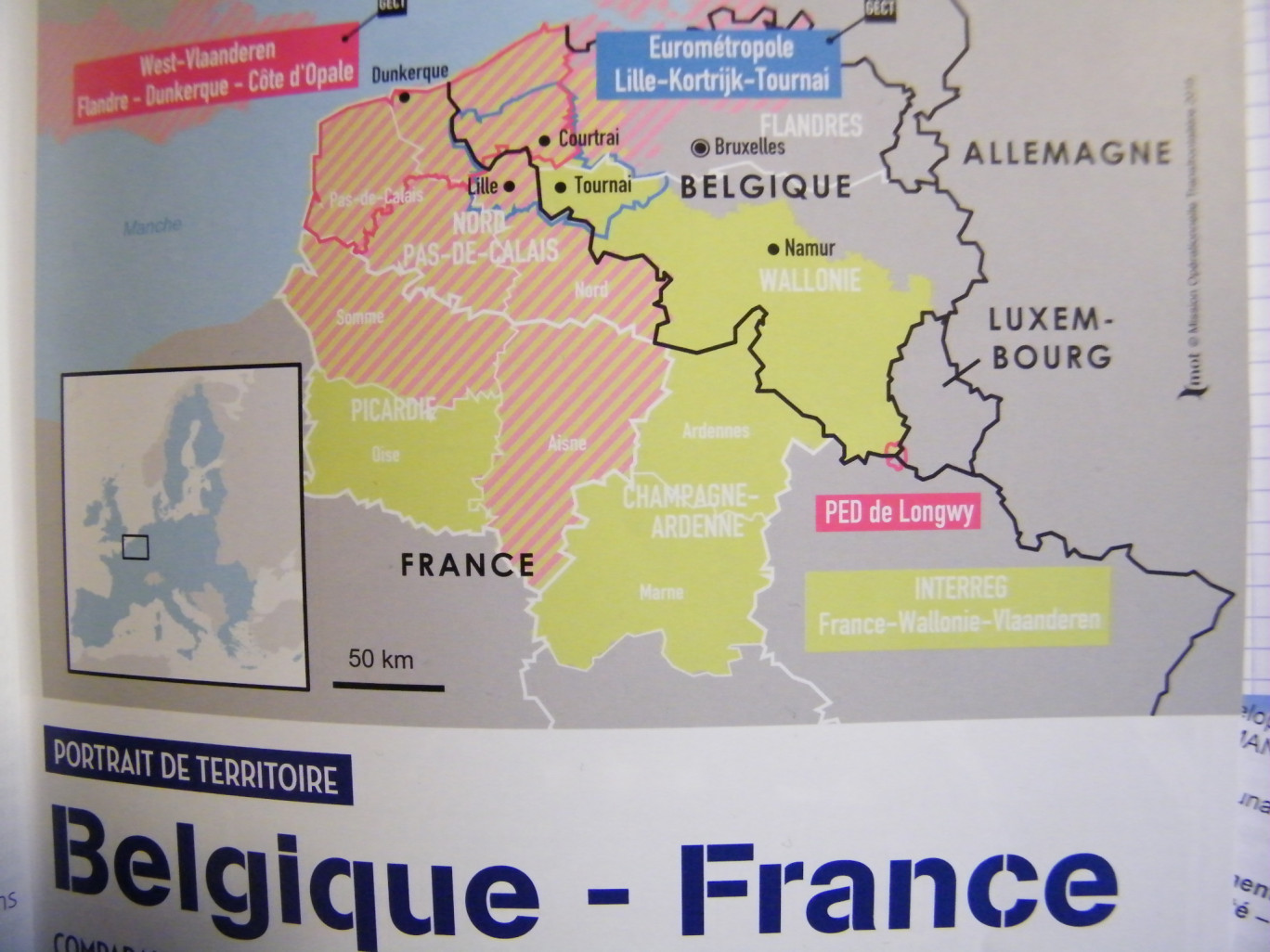 « Carte des actions transfrontalières dans la grande région Nord-Pas-de-Calais-Picardie ».