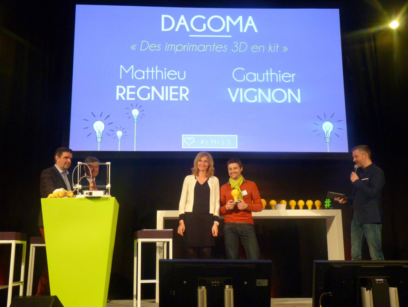 Les trophées ont été réalisés en impression 3D par Dagoma (Matthieu Régnier et Gauthier Vignon), lauréat 2015.