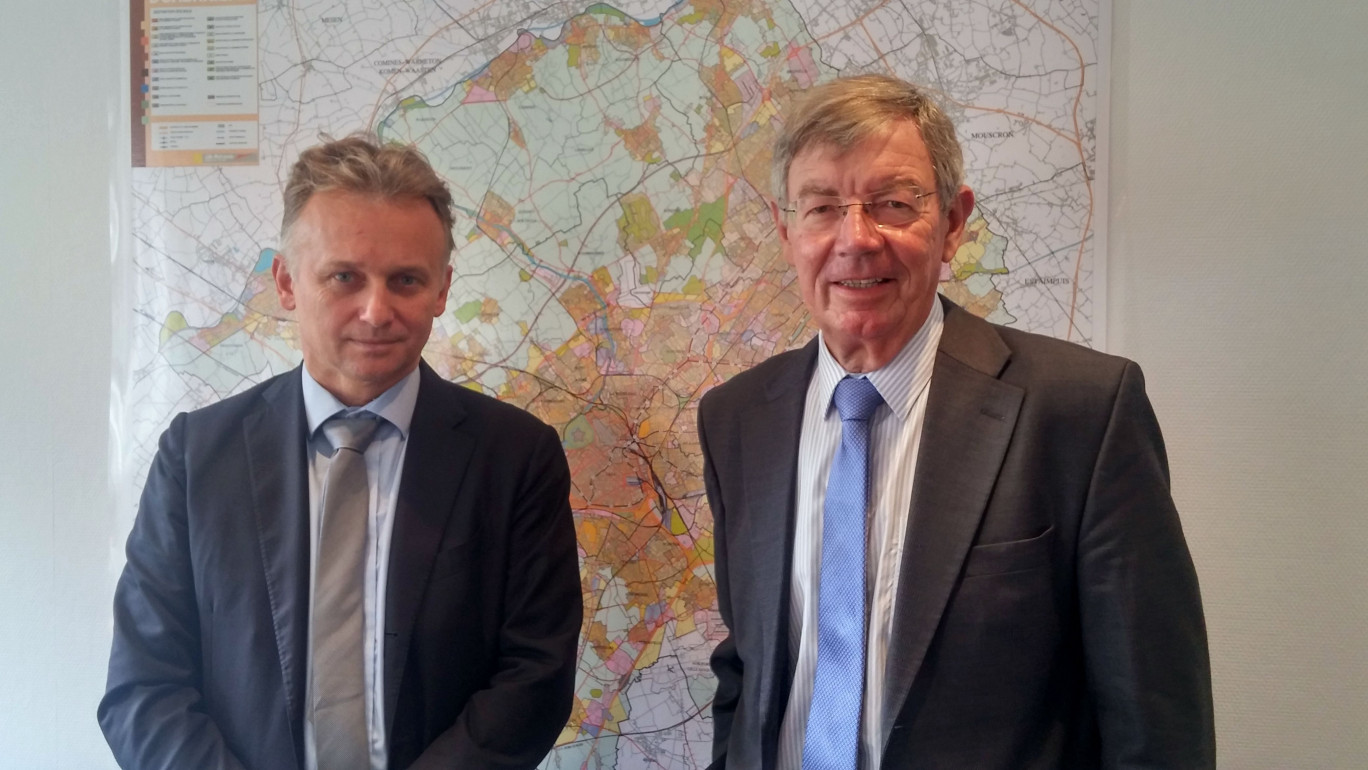 Yves Millardet, le président de l'Agence France Locale, avec Alain Bernard, vice-président de la Mel chargé des finances.