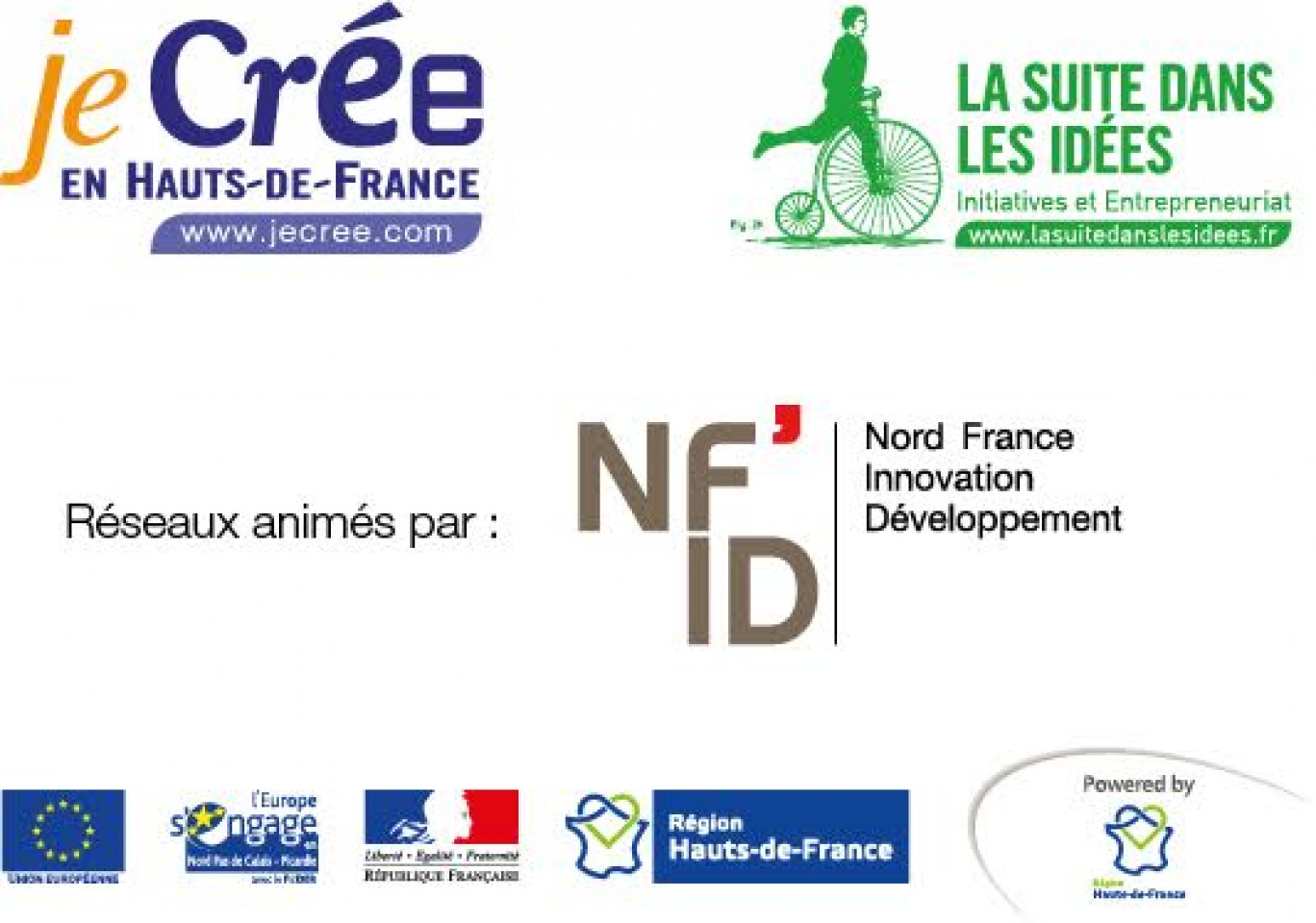 Les logos des différents acteurs institutionnels de la création d'entreprise.