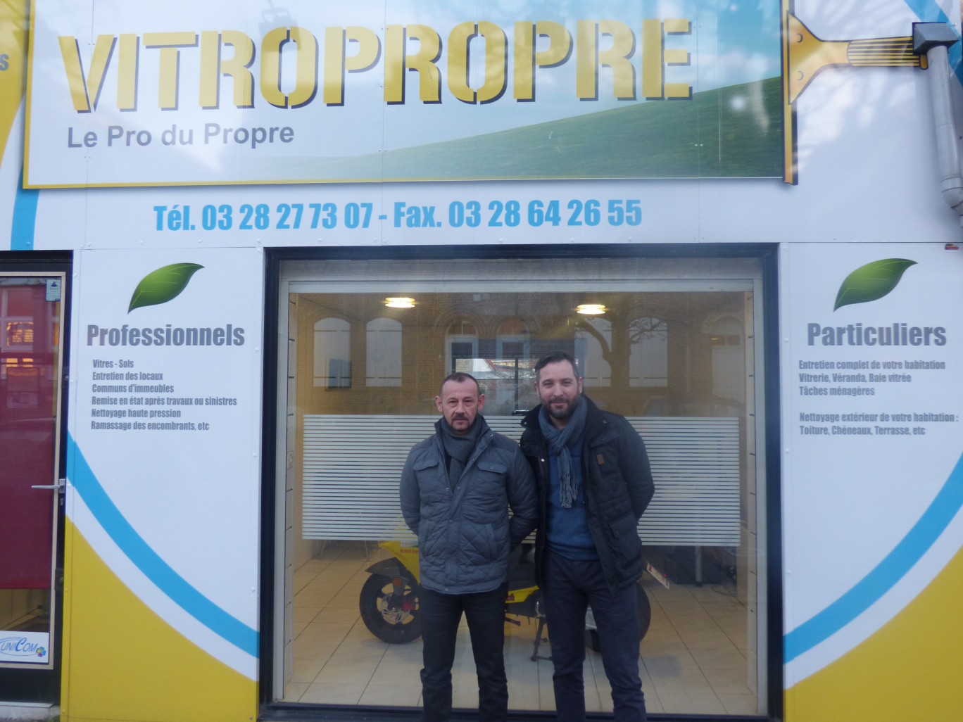 André Vérove (à gauche) a fondé Vitropropre en 2008 avant de s’associer à Francisco Pires (à droite) et d’élargir la gamme des services proposés.