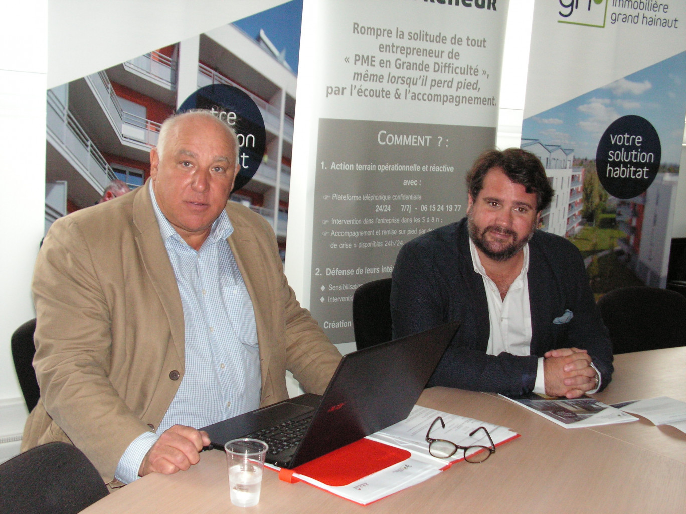 Bruno Delcampe, directeur fondateur de « SOS Entrepreneur » (à gauche) et Laurent Regairaz, secrétaire général de la SIGH.