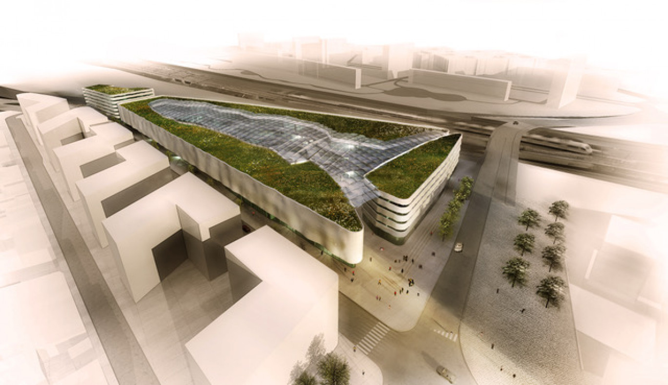 Le futur centre commercial Lillenium en vue aérienne. ©️Rudy Ricciotti