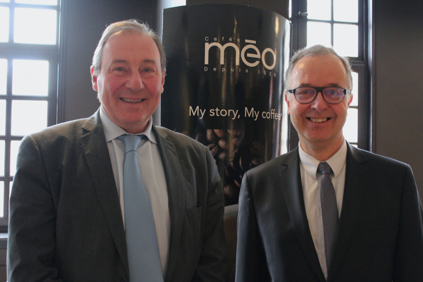 Gérard Meauxsoone, directeur général des Cafés Méo, et Dominique Ruyant, directeur général de Méo-Fichaux.