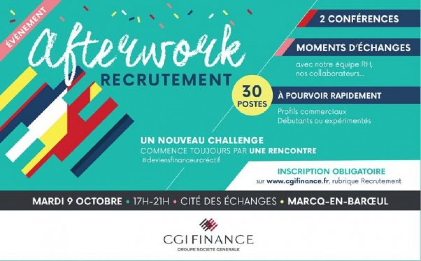 CGI finance recrute via un premier Afterwork à Marcq-en-Baroeul