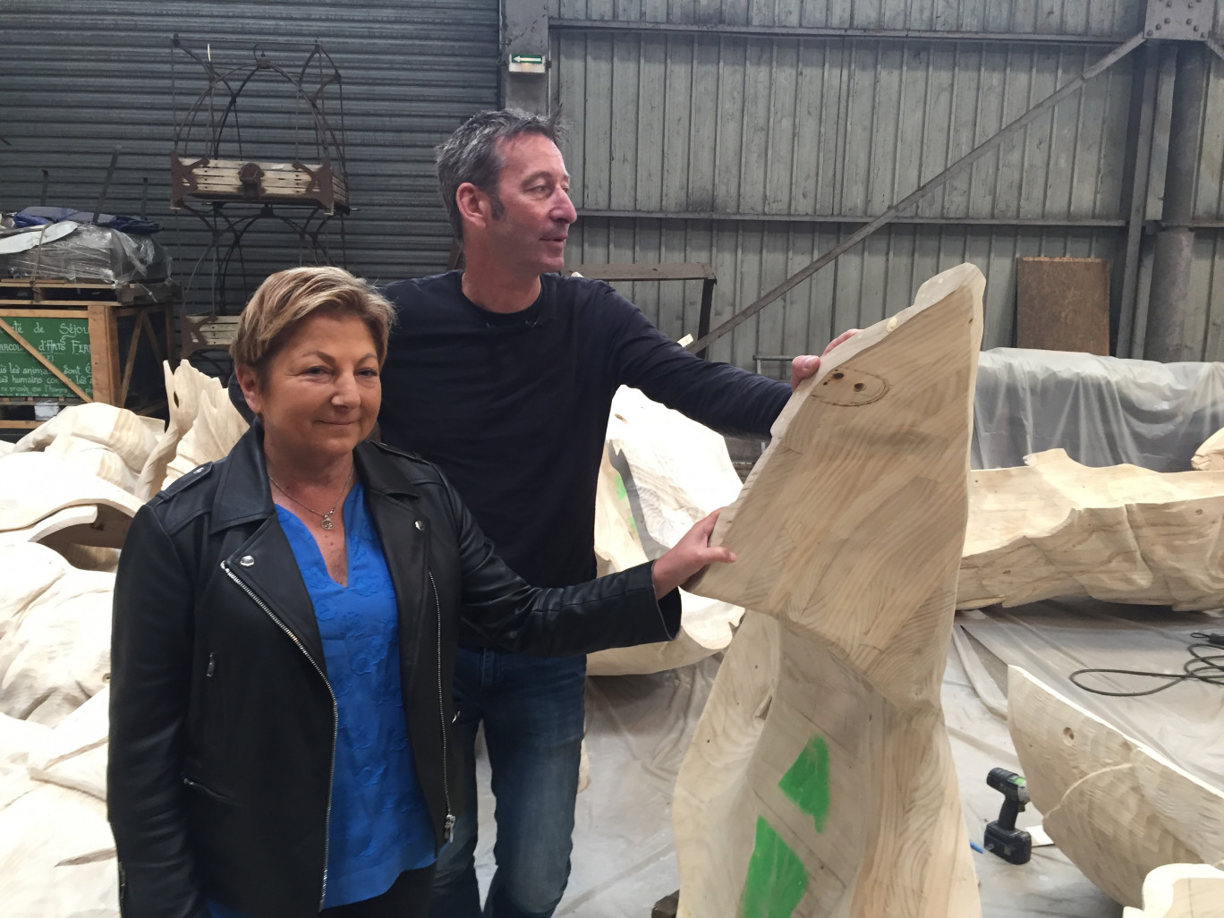 Natacha Bouchart, maire de Calais, et François Delarozière, fondateur de La Machine, à Nantes le 12 juin dernier. 