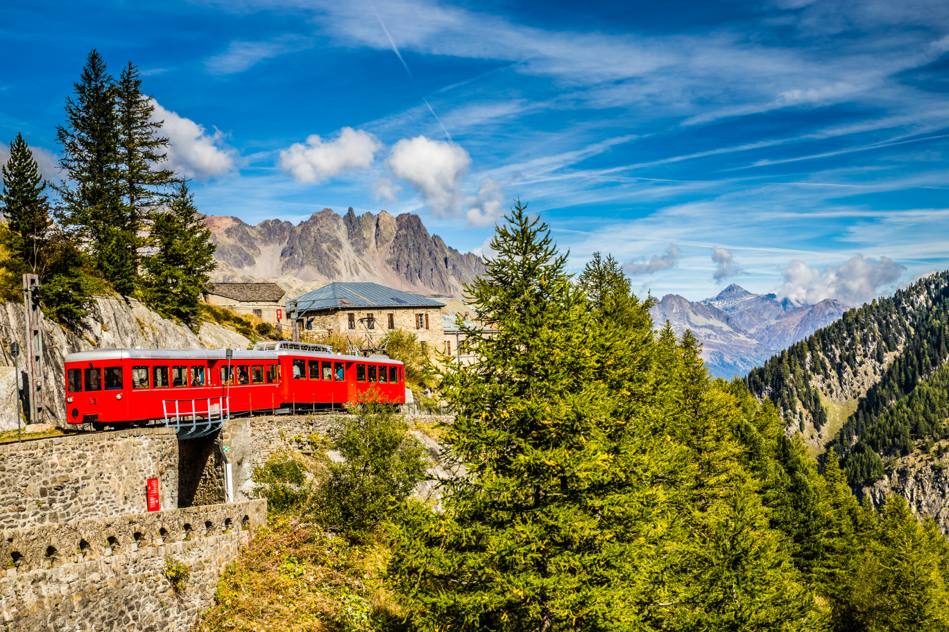 Le train du Montenvers vers la Mer de Glace à Chamonix. © Adobe Stock