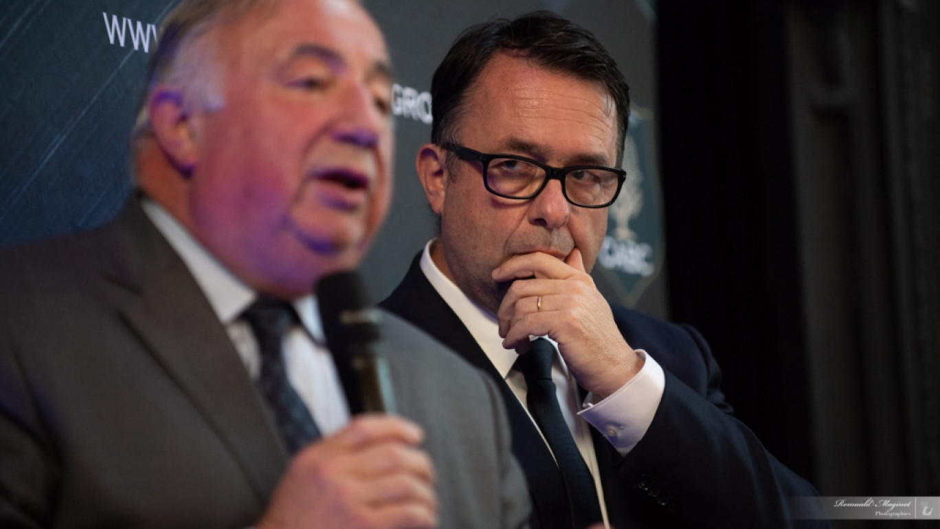 Gérard Larcher, président du Sénat et Olivier Talbert, à l'origine des Business Club. 